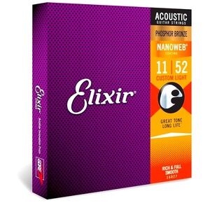 Elixir Acoustic Guitar Strings 6 String Set, 11-52